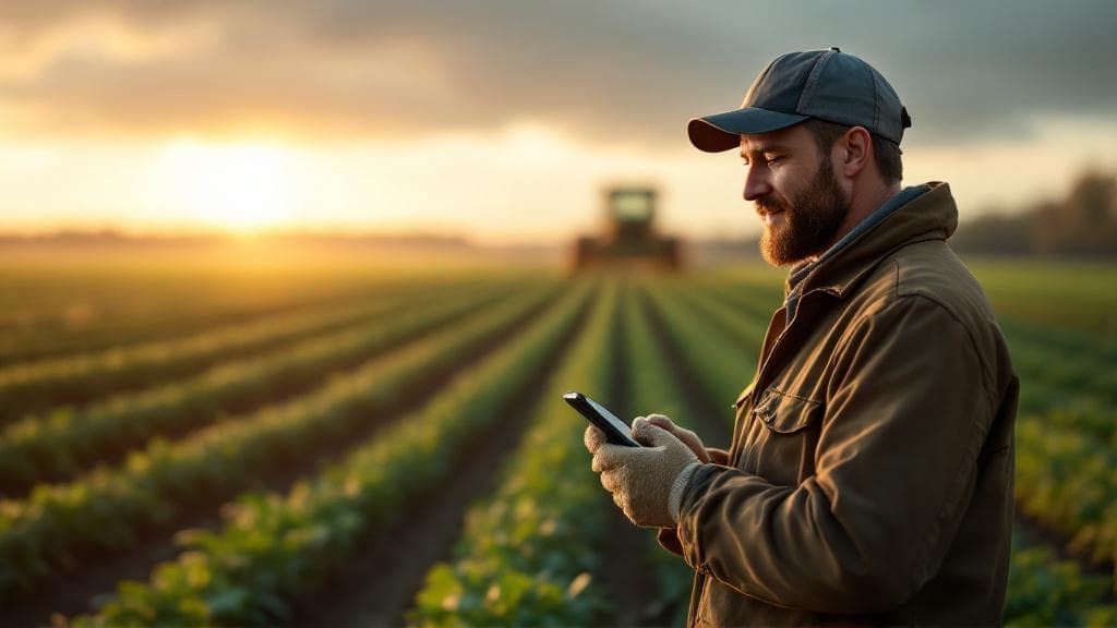 Farmer using FieldWise to log field activities on a mobile phone